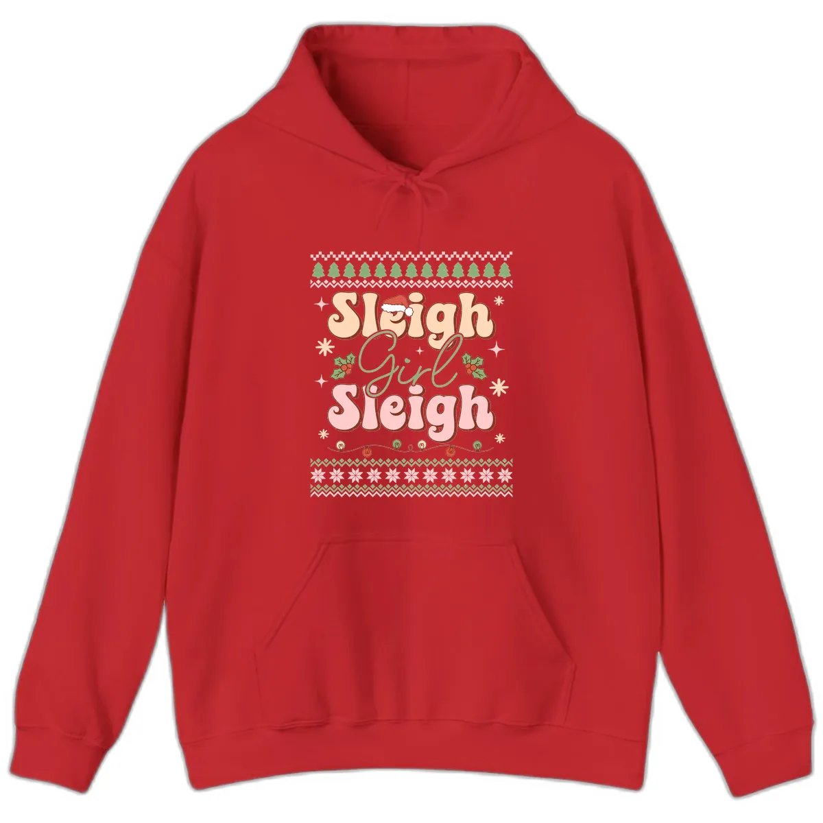 Sleigh Girl Sleigh Christmas Apparel Hoodie in Red