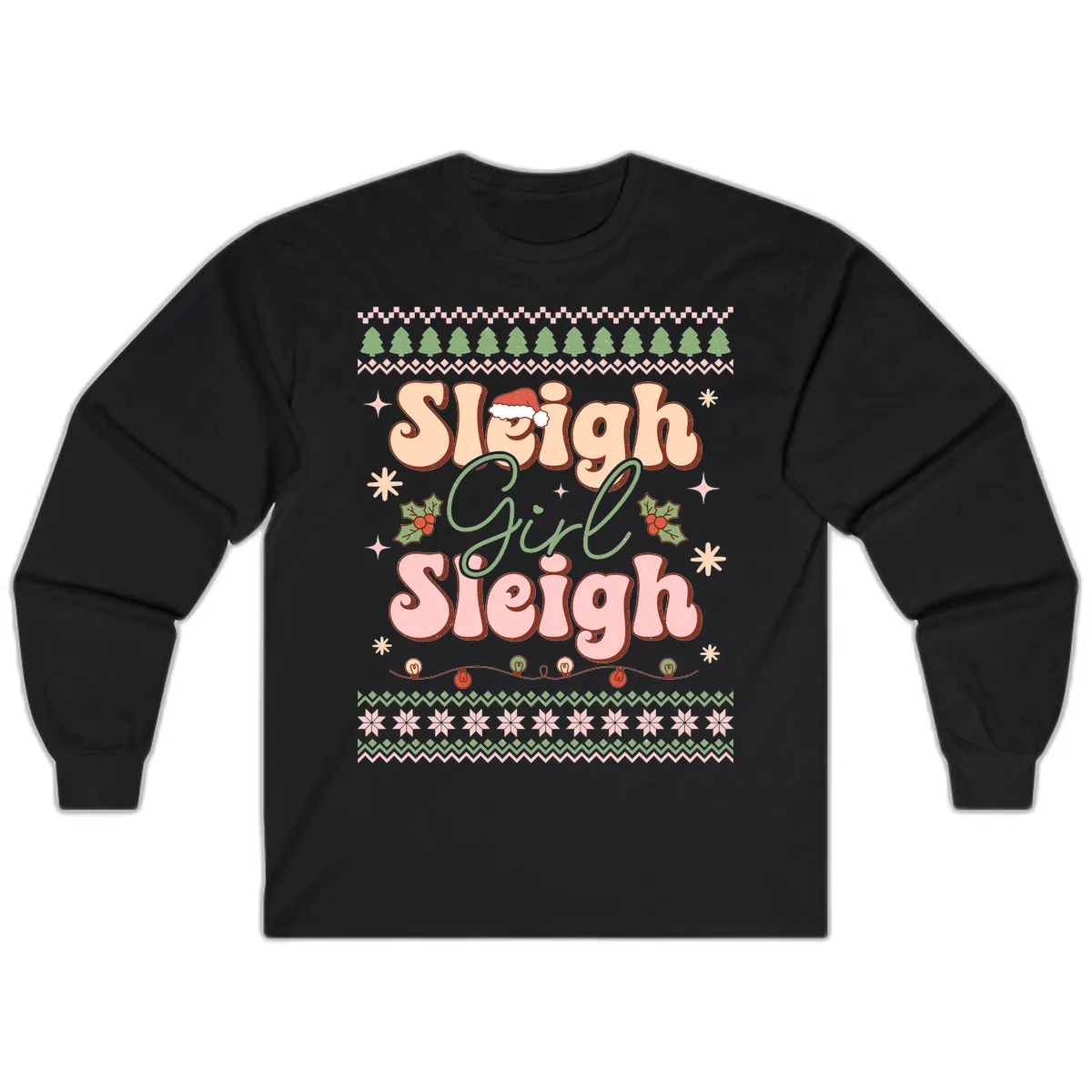 Sleigh Girl Sleigh Christmas Apparel Long Sleeve in Black