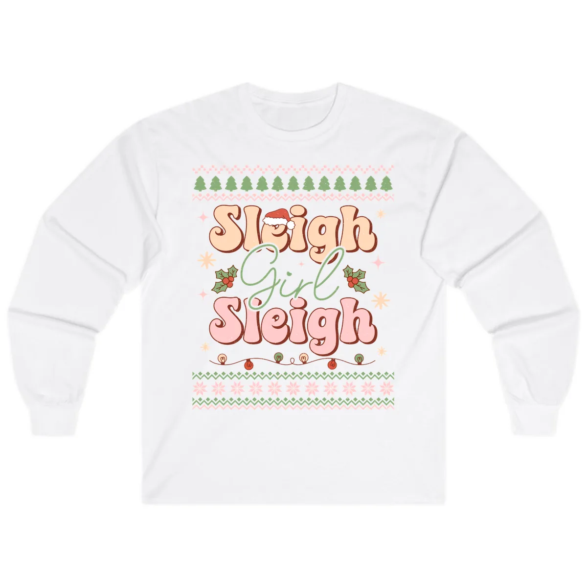 Sleigh Girl Sleigh Christmas Apparel Long Sleeve in White