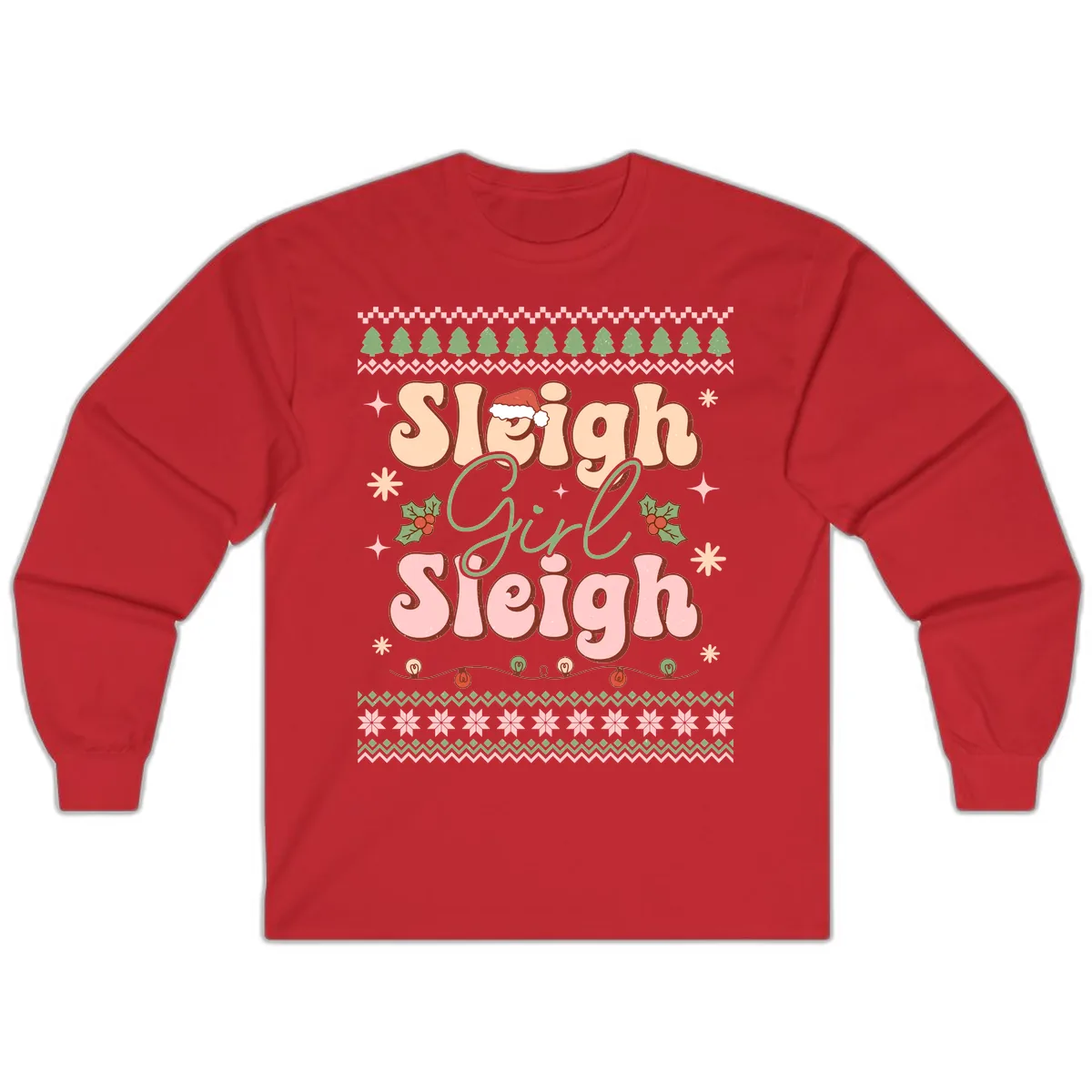 Sleigh Girl Sleigh Christmas Apparel Long Sleeve in Red