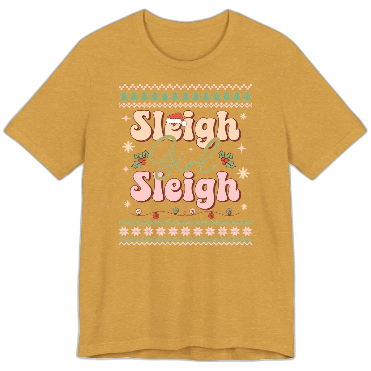 Sleigh Girl Sleigh Christmas Apparel Premium T-Shirt in Heather Mustard