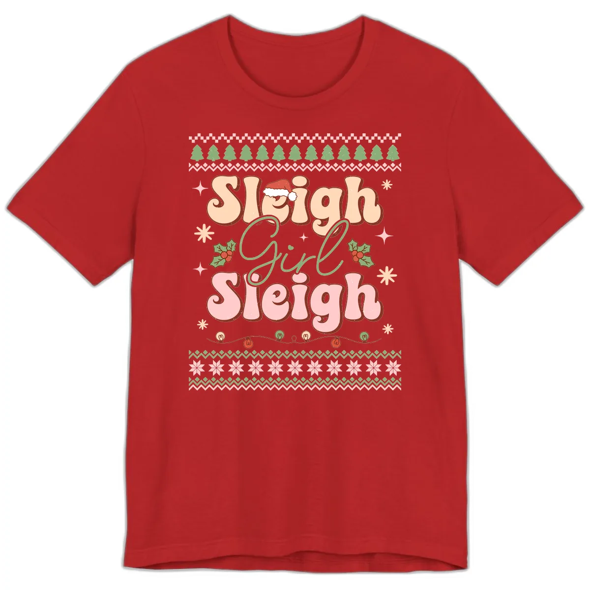 Sleigh Girl Sleigh Christmas Apparel Premium T-Shirt in Red