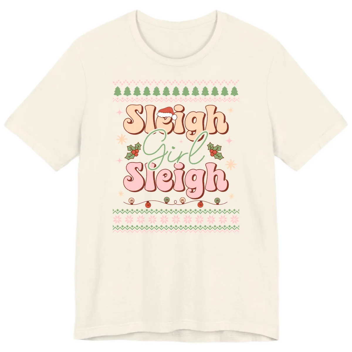 Sleigh Girl Sleigh Christmas Apparel Premium T-Shirt in Natural
