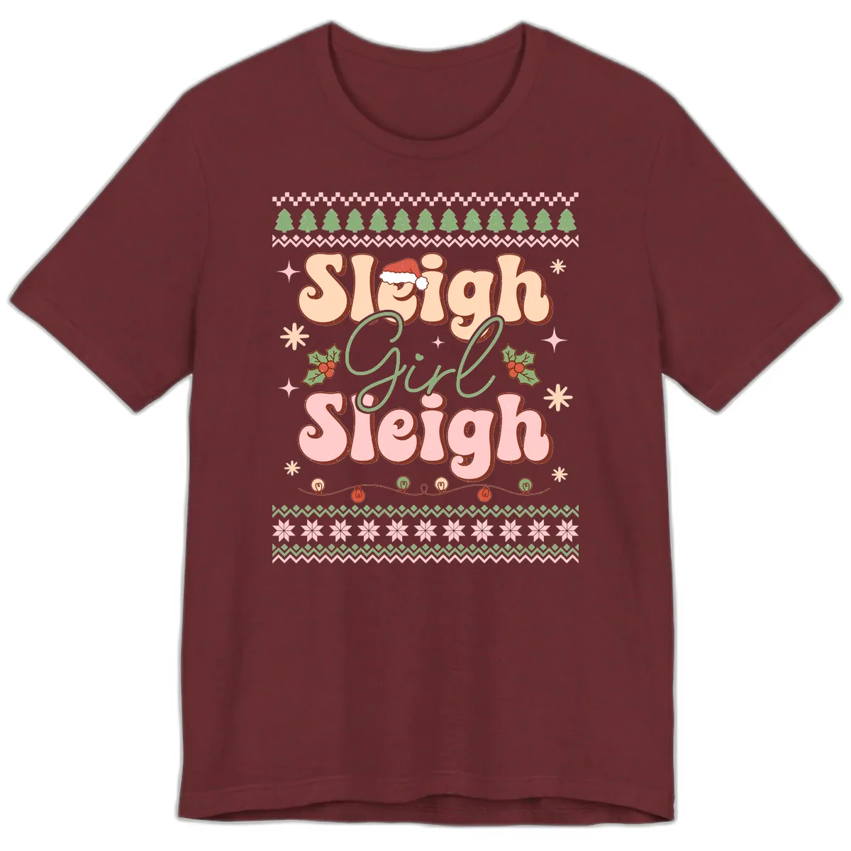Sleigh Girl Sleigh Christmas Apparel Premium T-Shirt in Heather Cardinal