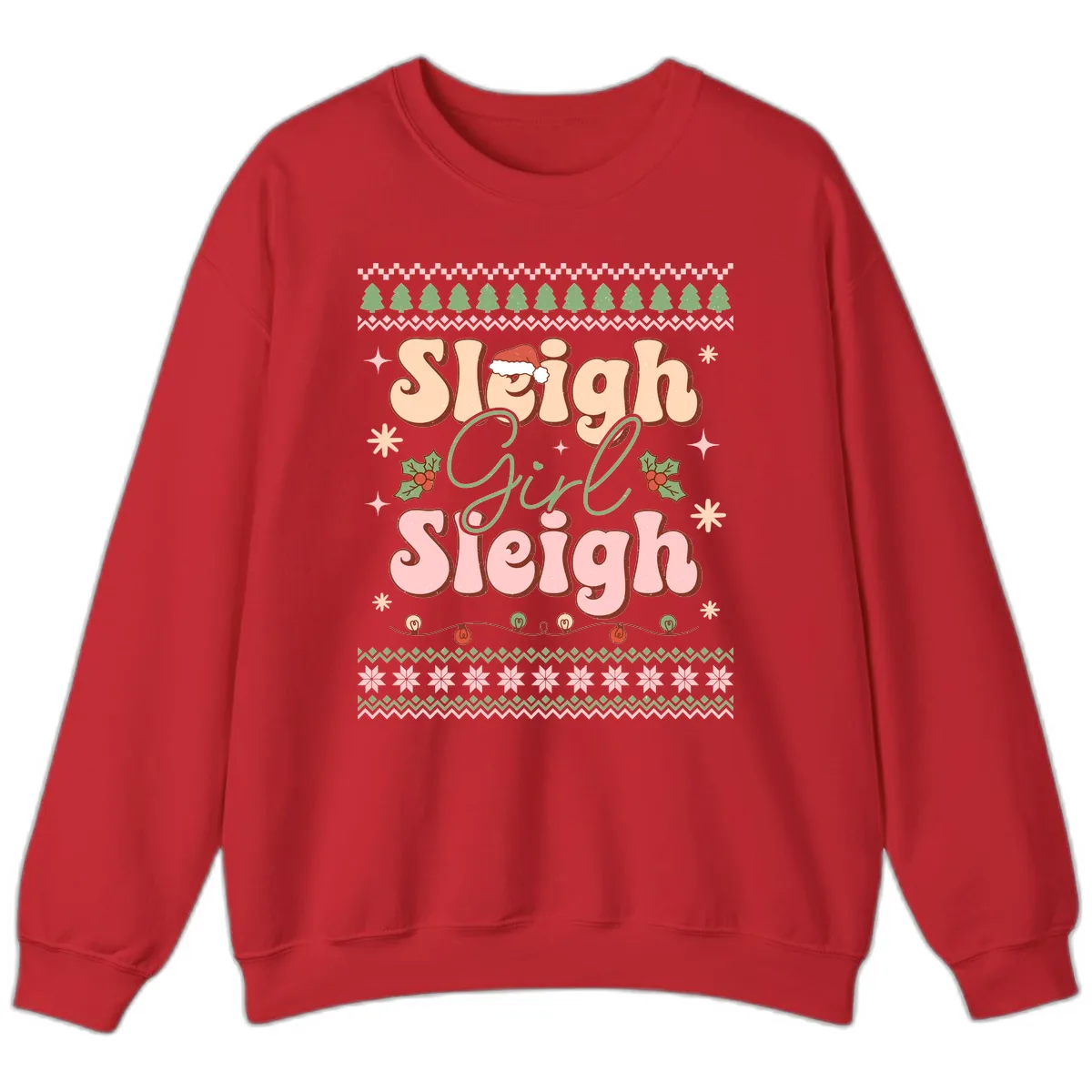 Sleigh Girl Sleigh Christmas Apparel Sweatshirt in Red