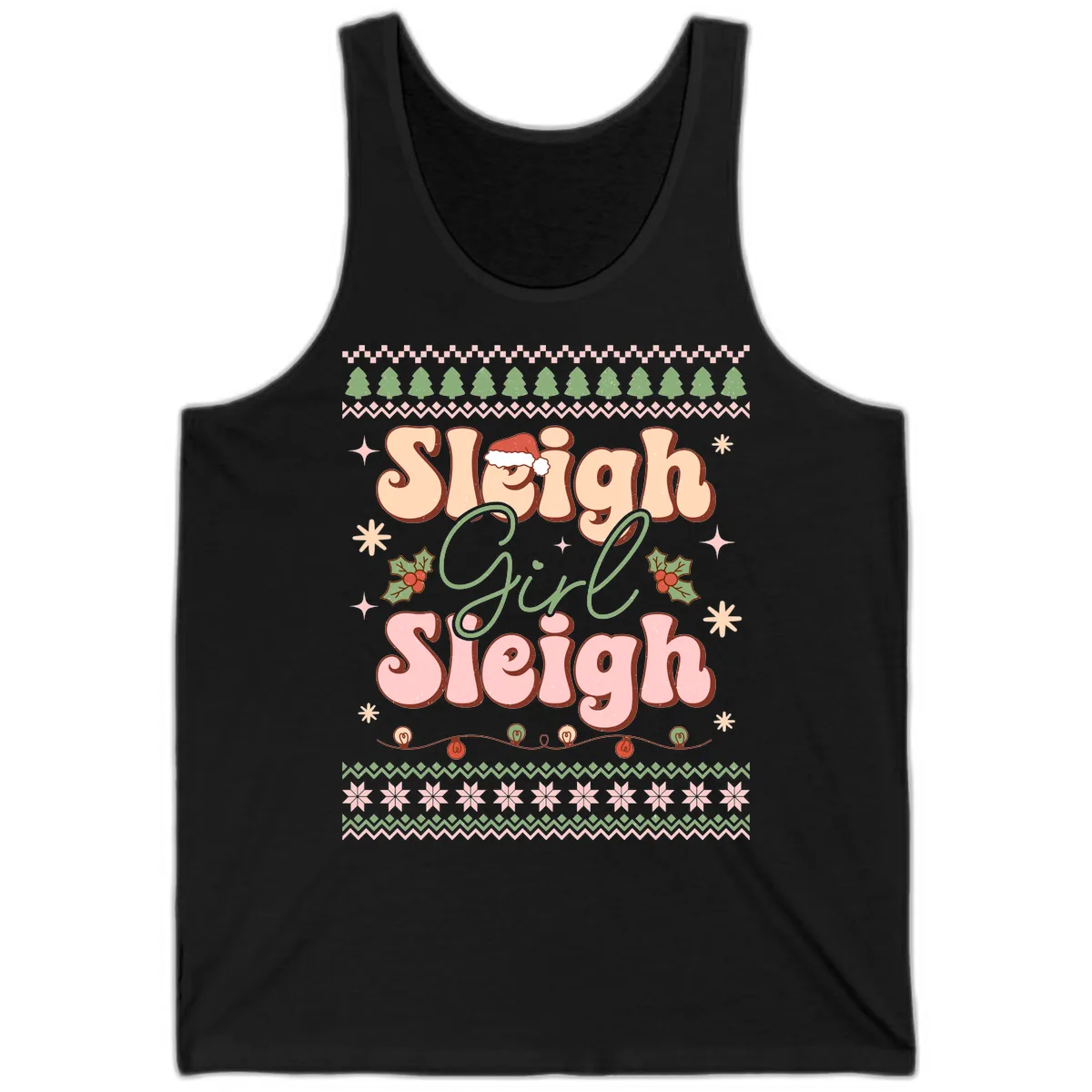 Sleigh Girl Sleigh Christmas Apparel Tank in Black