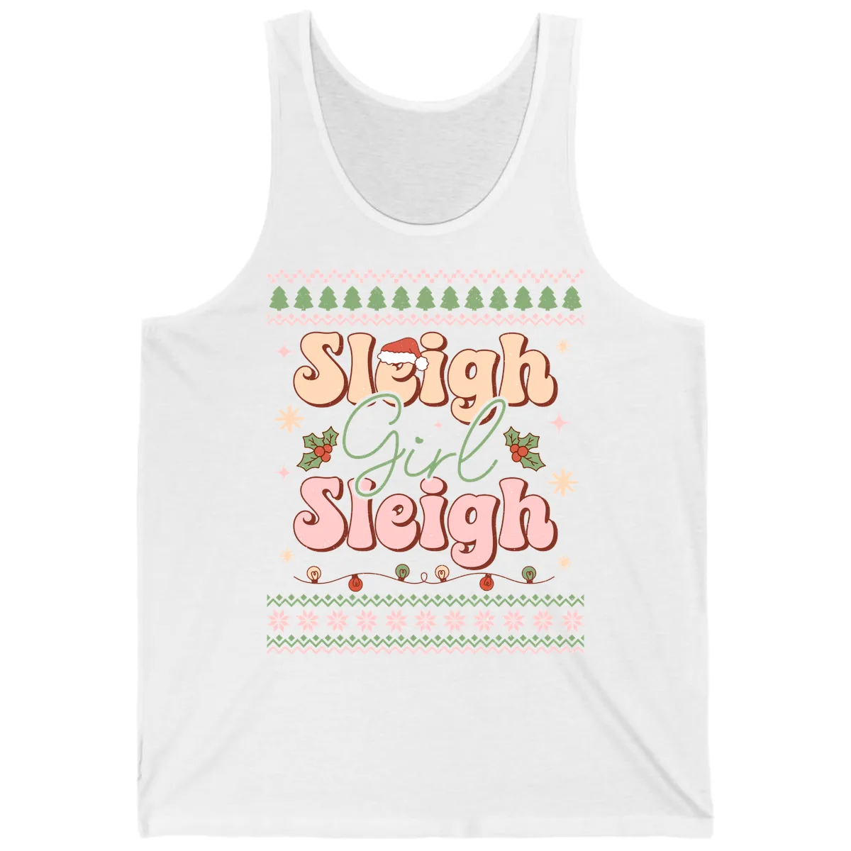 Sleigh Girl Sleigh Christmas Apparel Tank in White