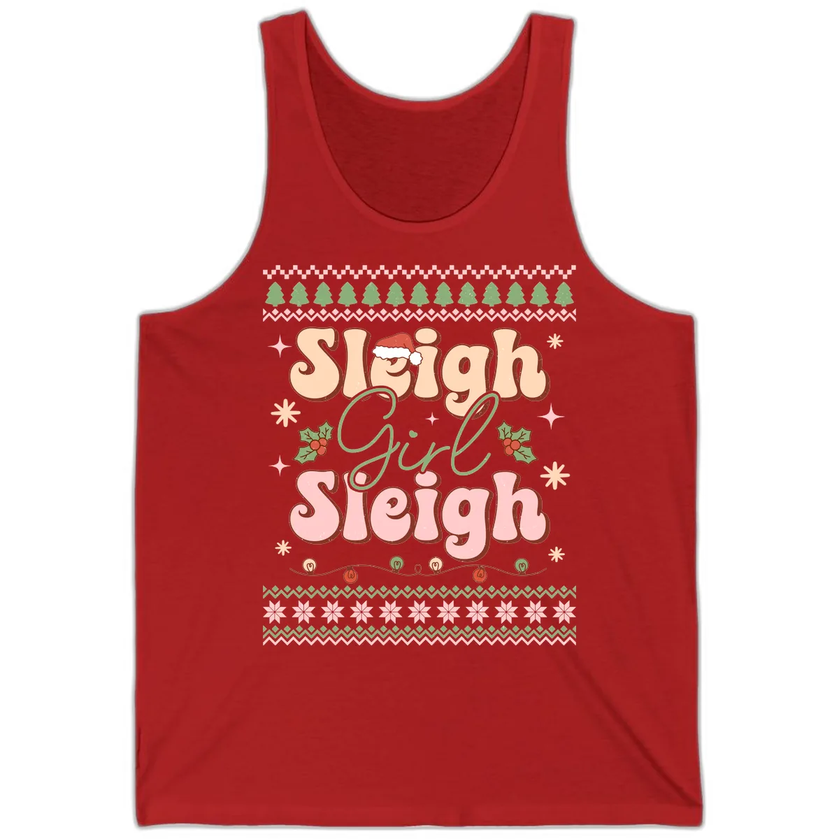 Sleigh Girl Sleigh Christmas Apparel Tank in Red