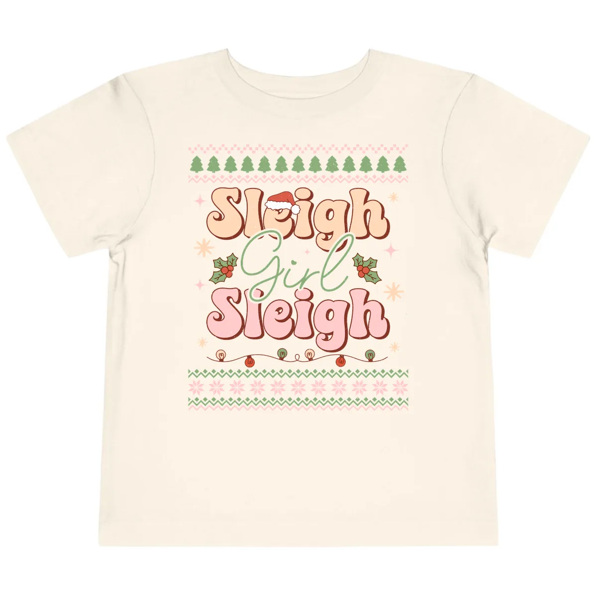 Sleigh Girl Sleigh Christmas Apparel Toddler T-Shirt in Natural