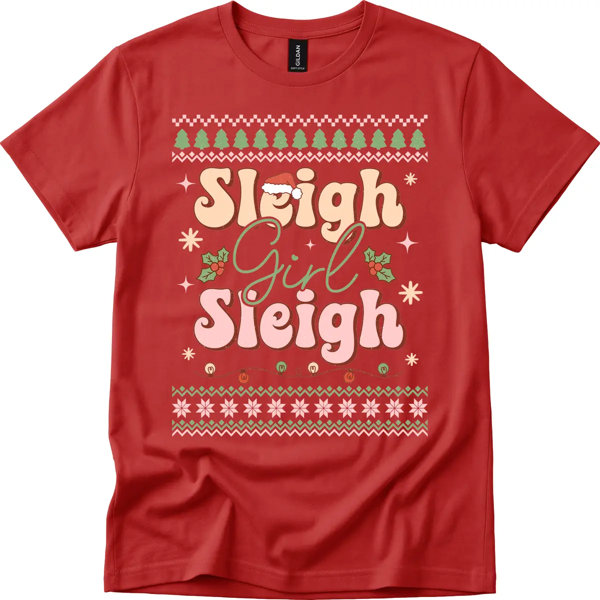 Sleigh Girl Sleigh Christmas Apparel T-Shirt in Red