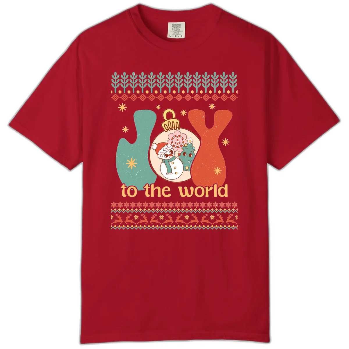 Retro Joy To The World Holiday Comfort Color in Red