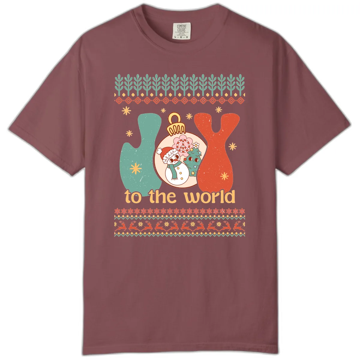 Retro Joy To The World Holiday Comfort Color in Brick