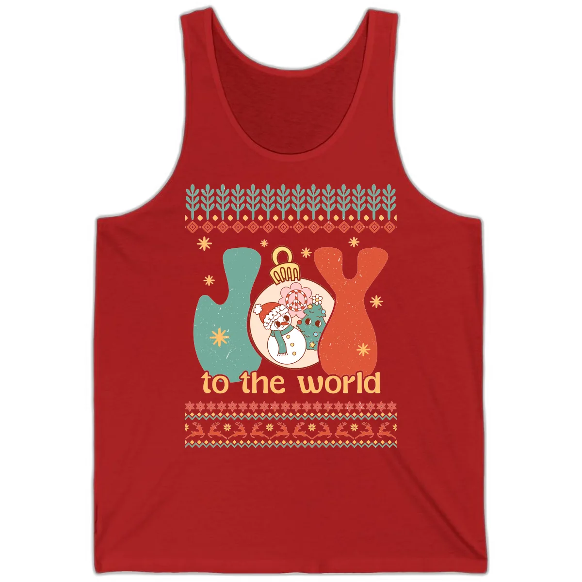 Retro Joy To The World Holiday Tank in Red