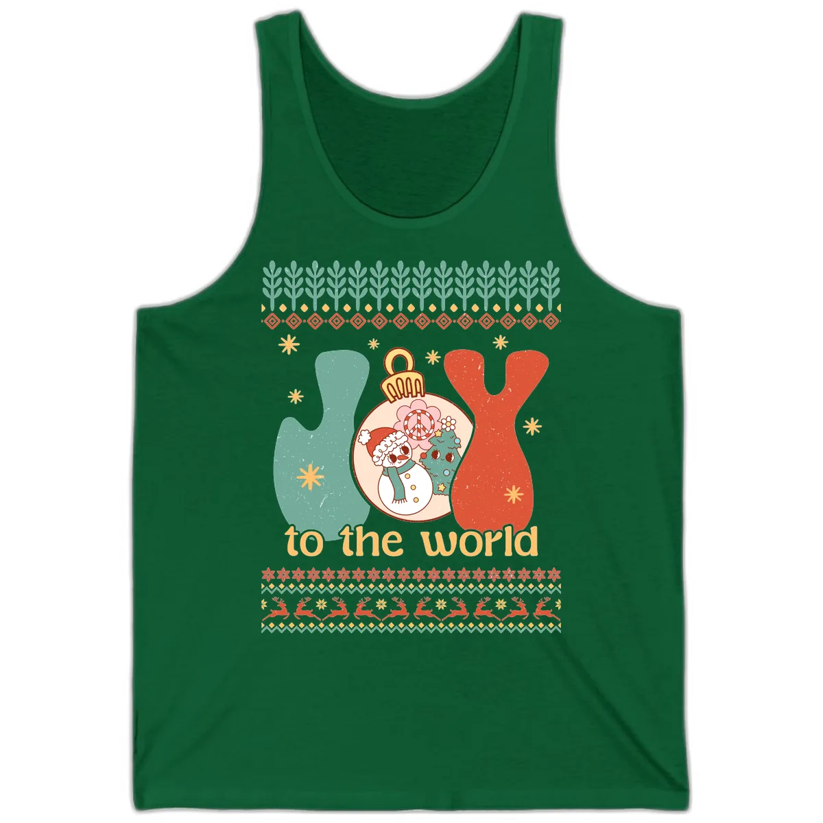 Retro Joy To The World Holiday Tank in Kelly