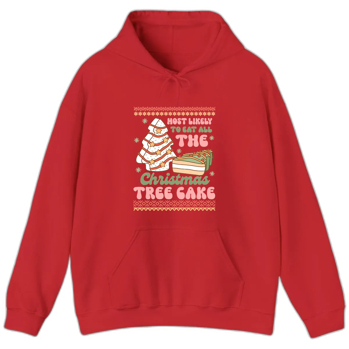 Most Likely To Eat All The Christmas Tree Cake Hoodie in Red