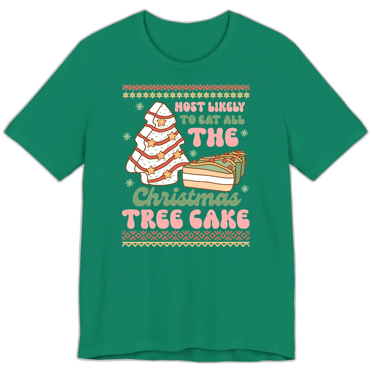 Most Likely To Eat All The Christmas Tree Cake Premium T-Shirt in Kelly