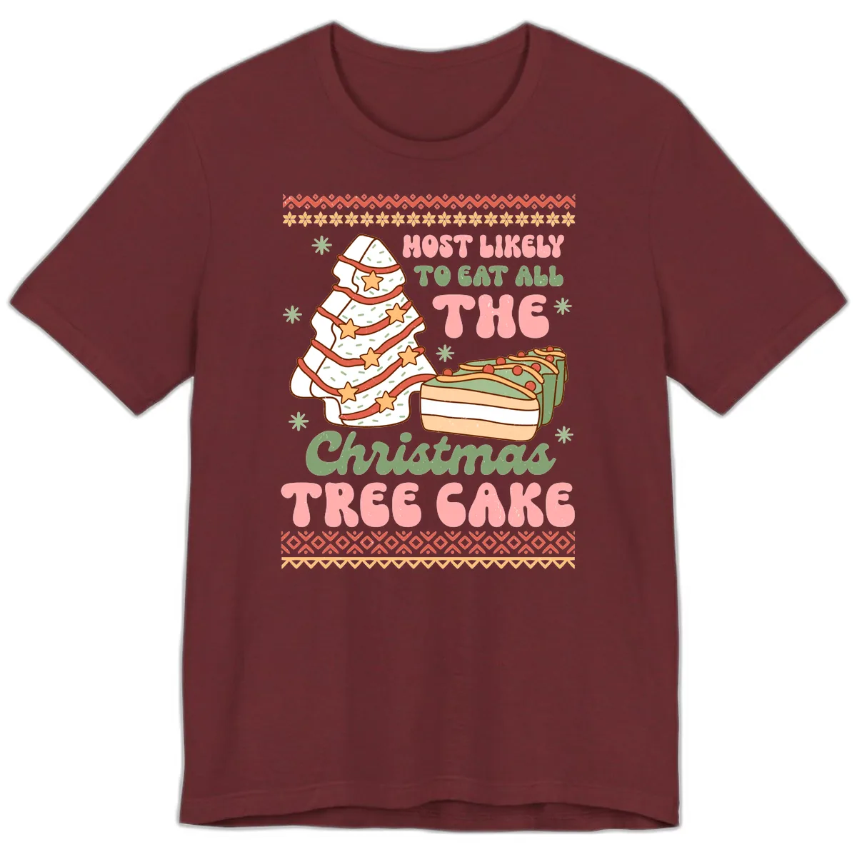 Most Likely To Eat All The Christmas Tree Cake Premium T-Shirt in Heather Cardinal