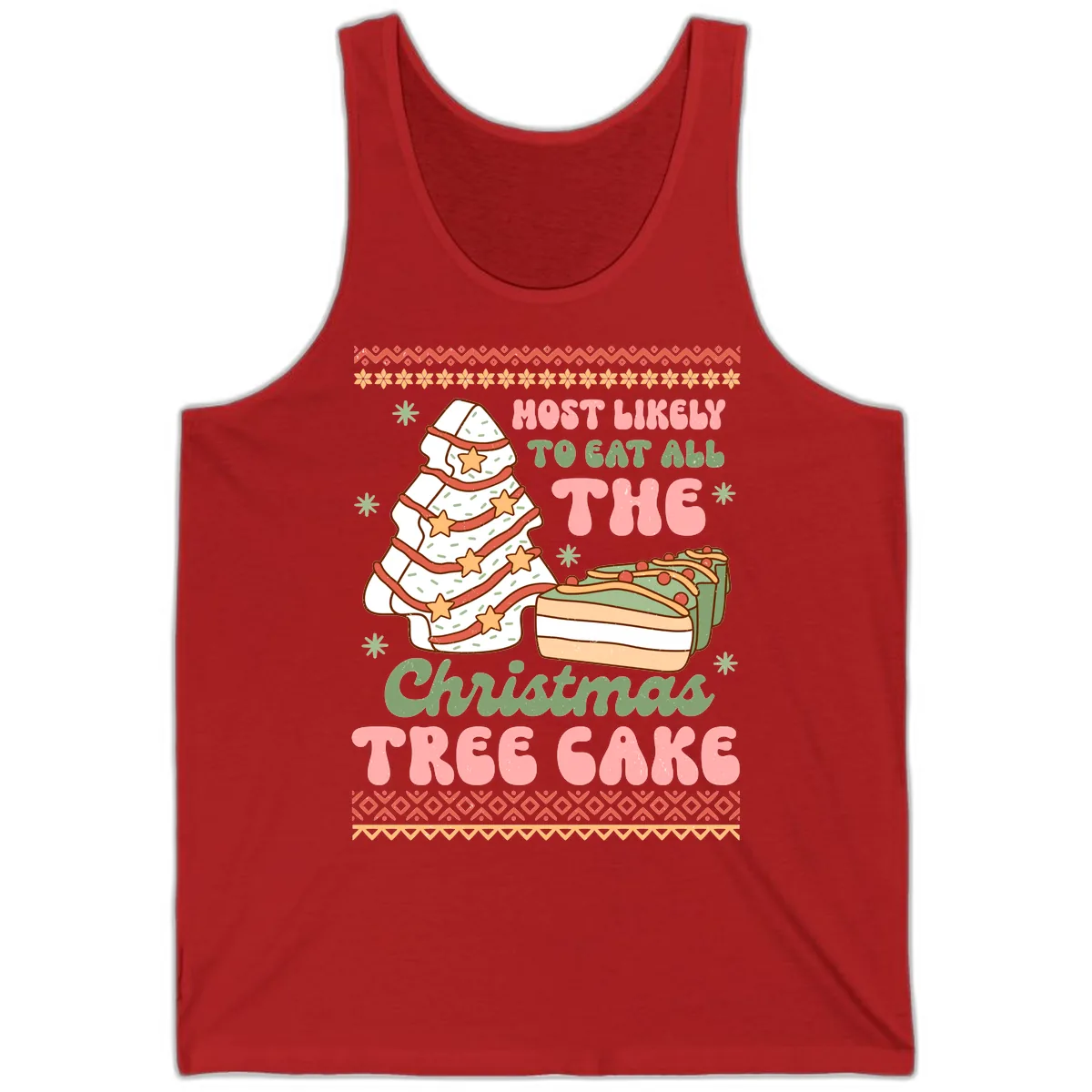 Most Likely To Eat All The Christmas Tree Cake Tank in Red