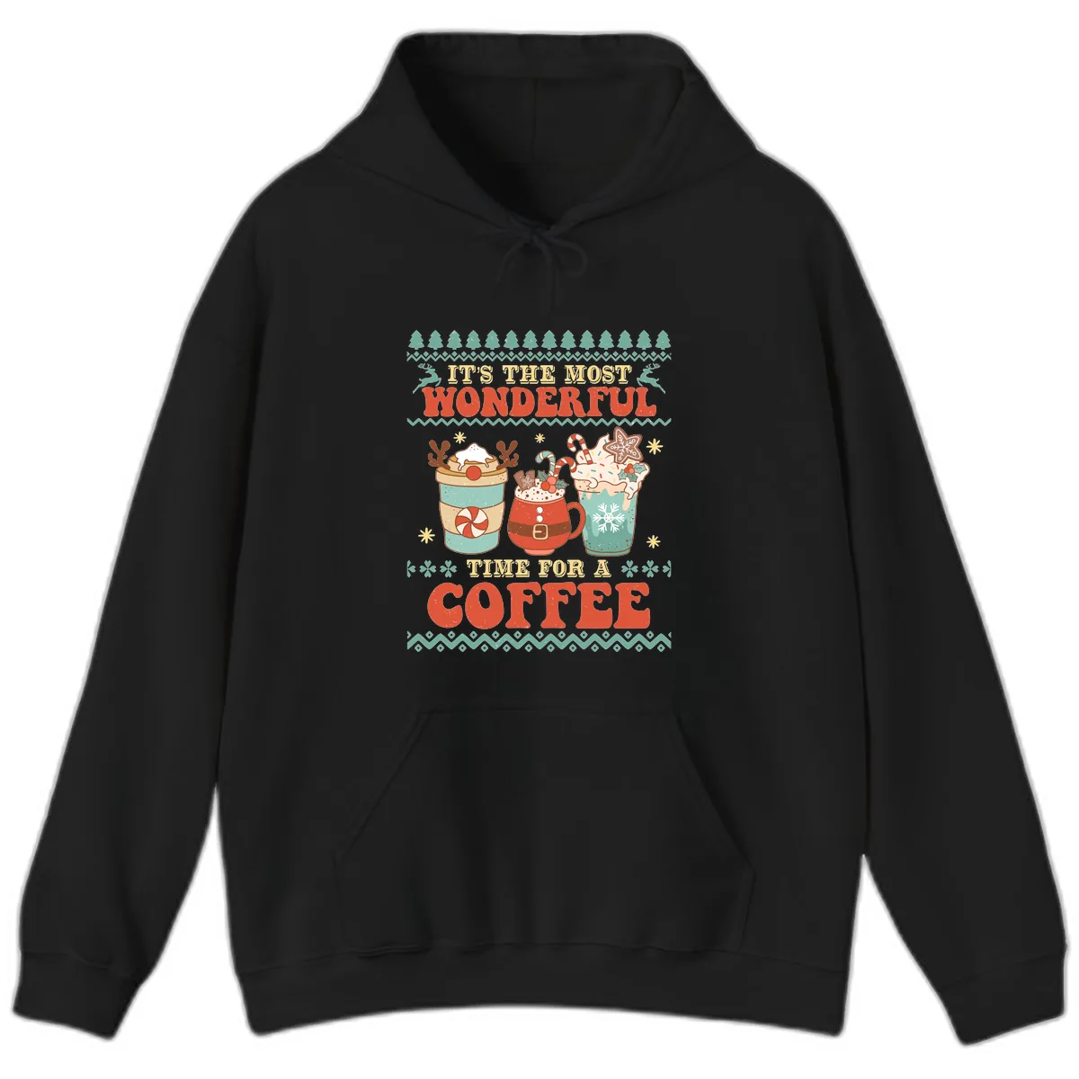 It's The Most Wonderful Time For Coffee Hoodie in Black