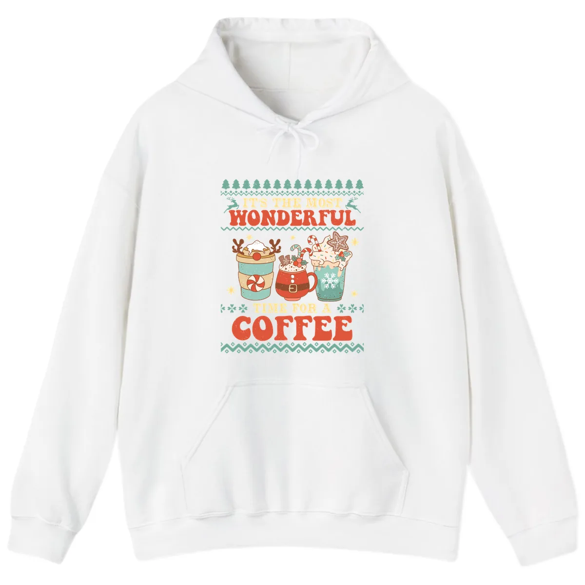 It's The Most Wonderful Time For Coffee Hoodie in White