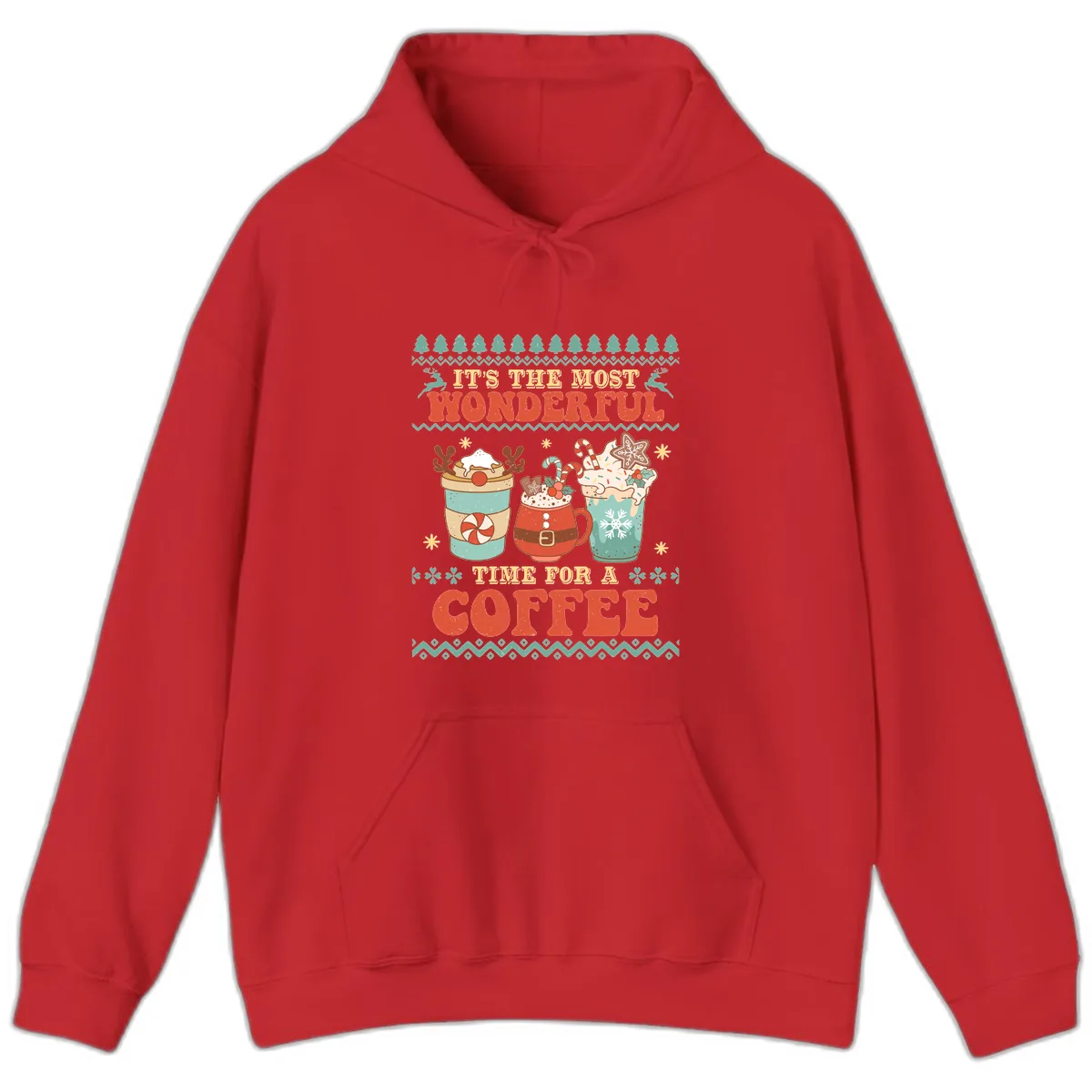 It's The Most Wonderful Time For Coffee Hoodie in Red