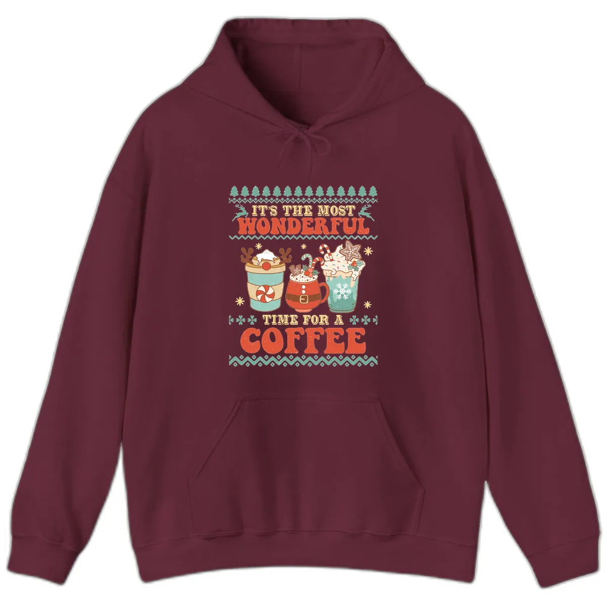 It's The Most Wonderful Time For Coffee Hoodie in Maroon