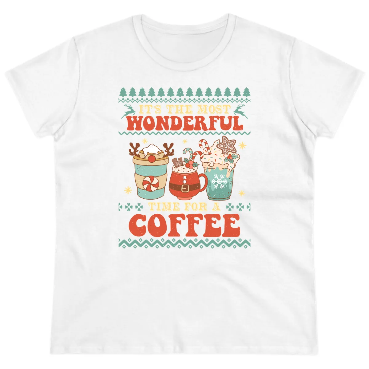 It's The Most Wonderful Time For Coffee Ladies Tee in White