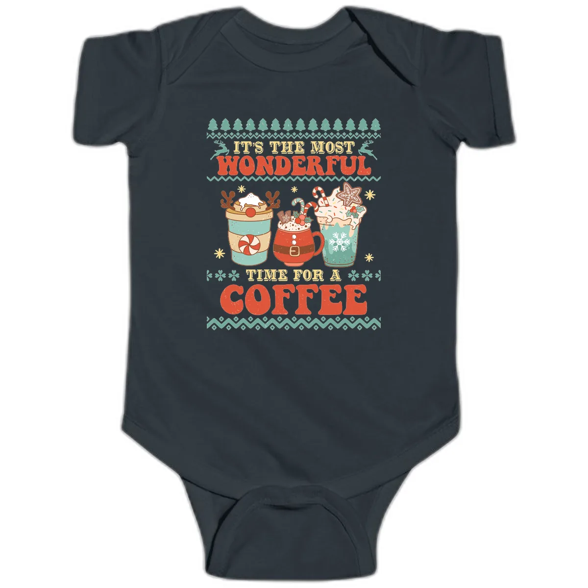 It's The Most Wonderful Time For Coffee Baby Onesie in Black