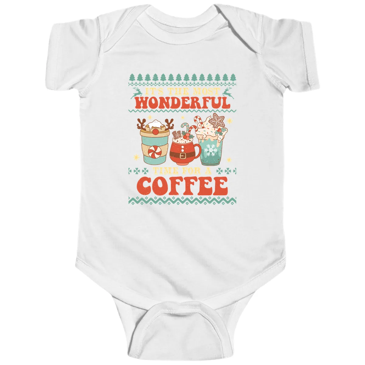 It's The Most Wonderful Time For Coffee Baby Onesie in White
