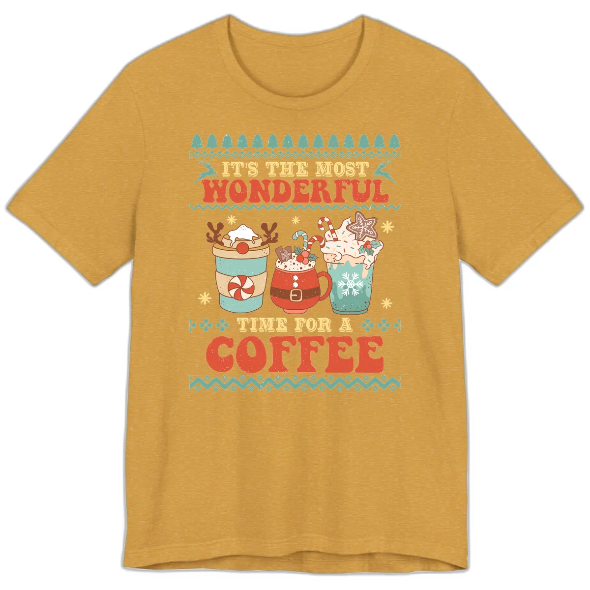 It's The Most Wonderful Time For Coffee Premium T-Shirt in Heather Mustard