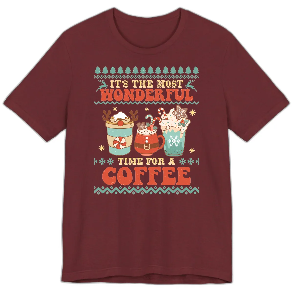 It's The Most Wonderful Time For Coffee Premium T-Shirt in Heather Cardinal