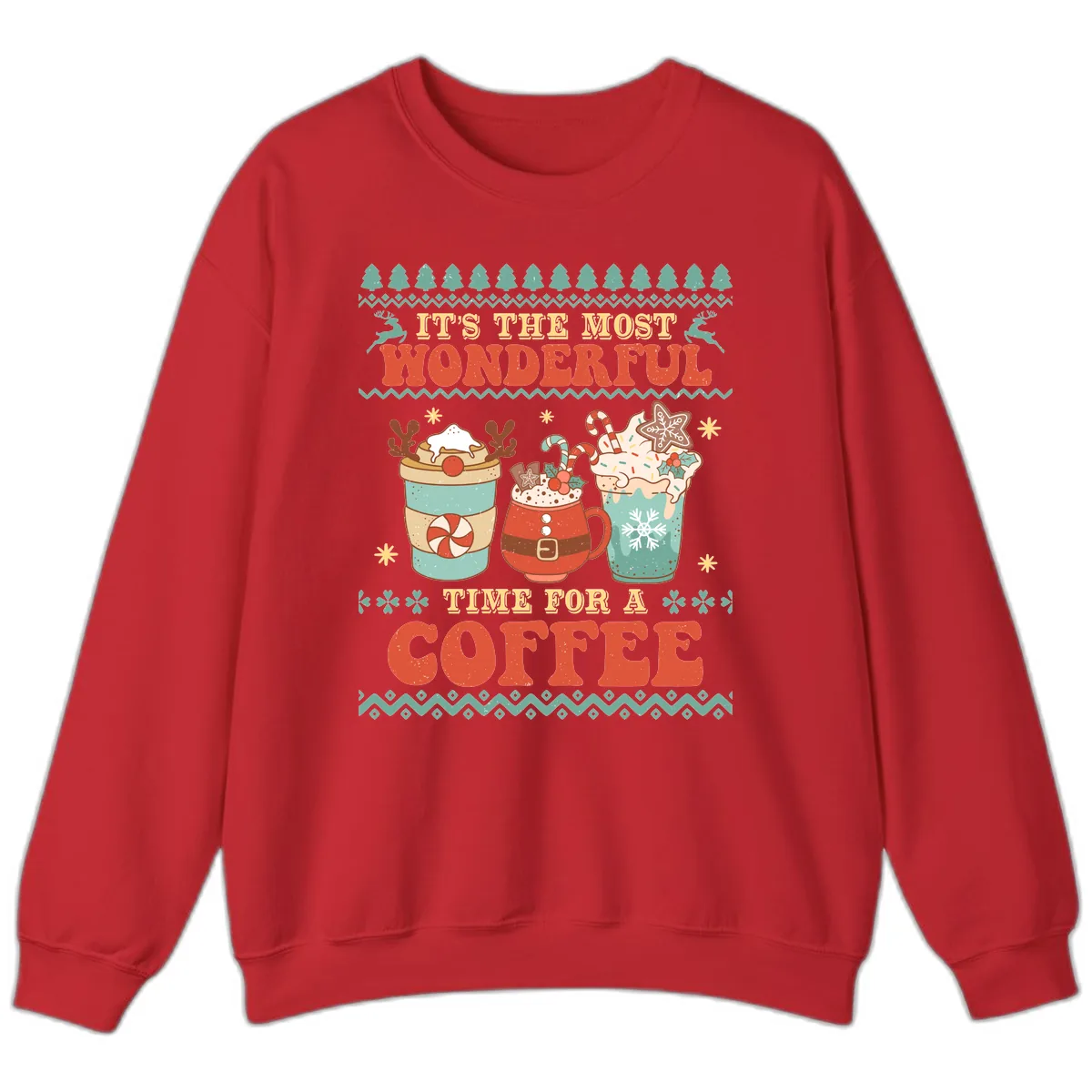 It's The Most Wonderful Time For Coffee Sweatshirt in Red
