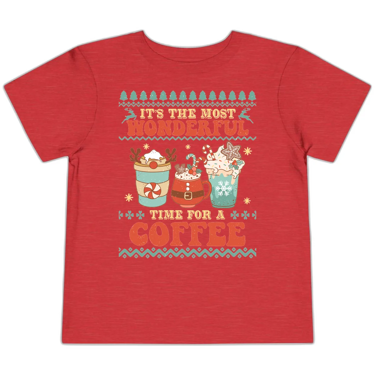It's The Most Wonderful Time For Coffee Toddler T-Shirt in Heather Red
