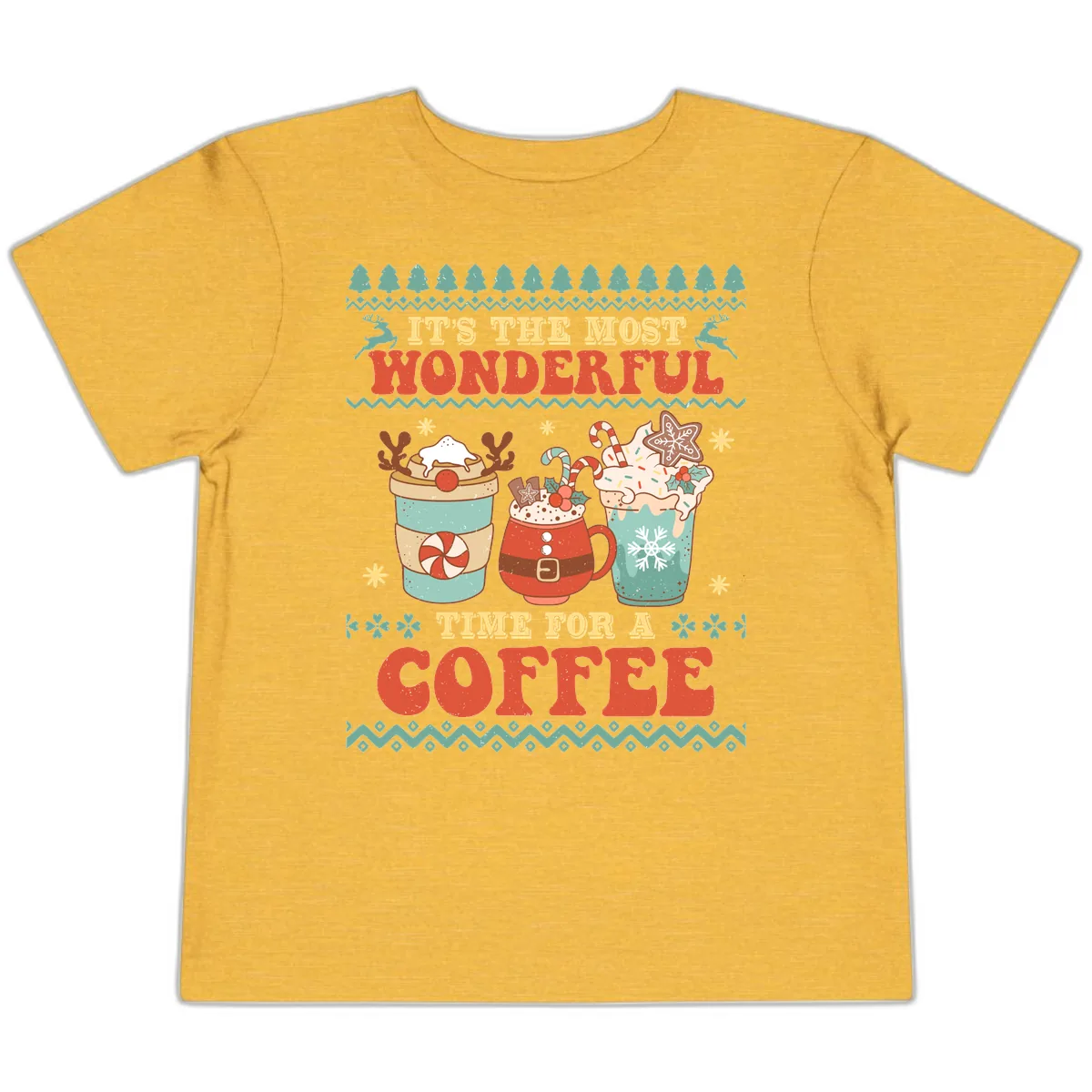 It's The Most Wonderful Time For Coffee Toddler T-Shirt in Heather Yellow Gold