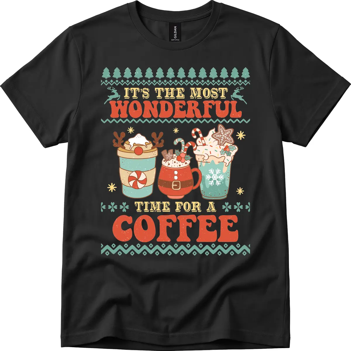 It's The Most Wonderful Time For Coffee T-Shirt in Black