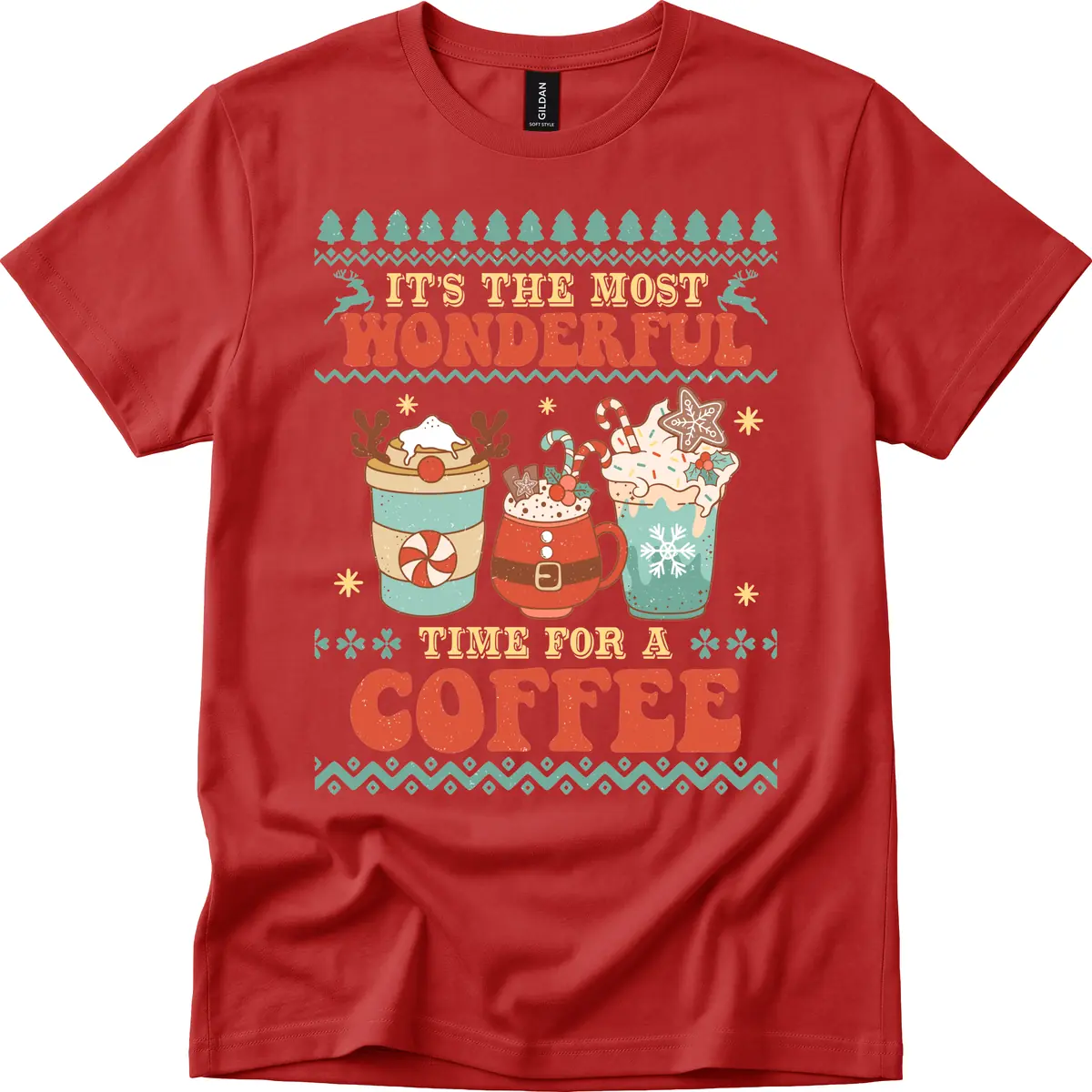 It's The Most Wonderful Time For Coffee T-Shirt in Red