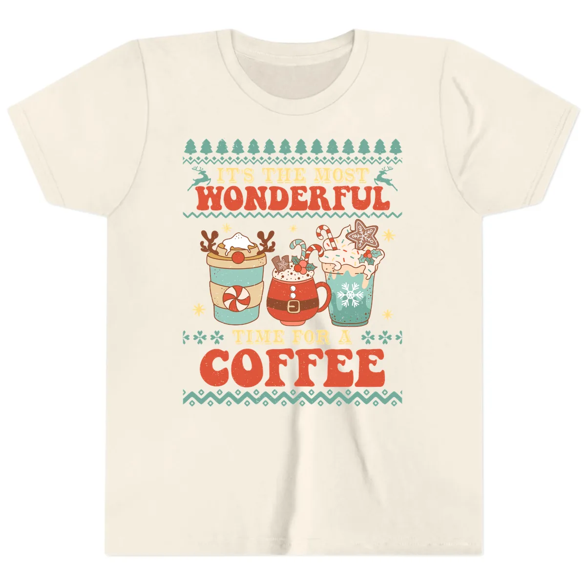 It's The Most Wonderful Time For Coffee Youth T-Shirt in Natural