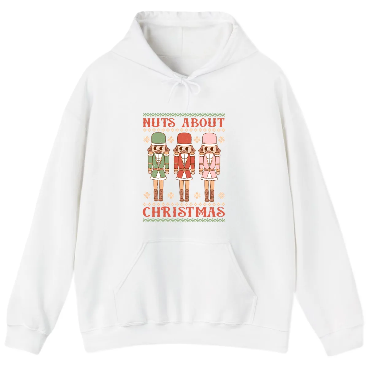 Nuts About Christmas Nutcrackers Hoodie in White