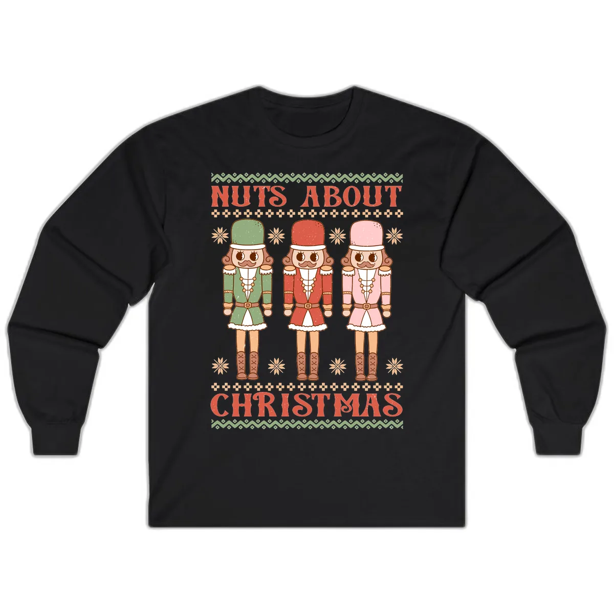 Nuts About Christmas Nutcrackers Long Sleeve in Black