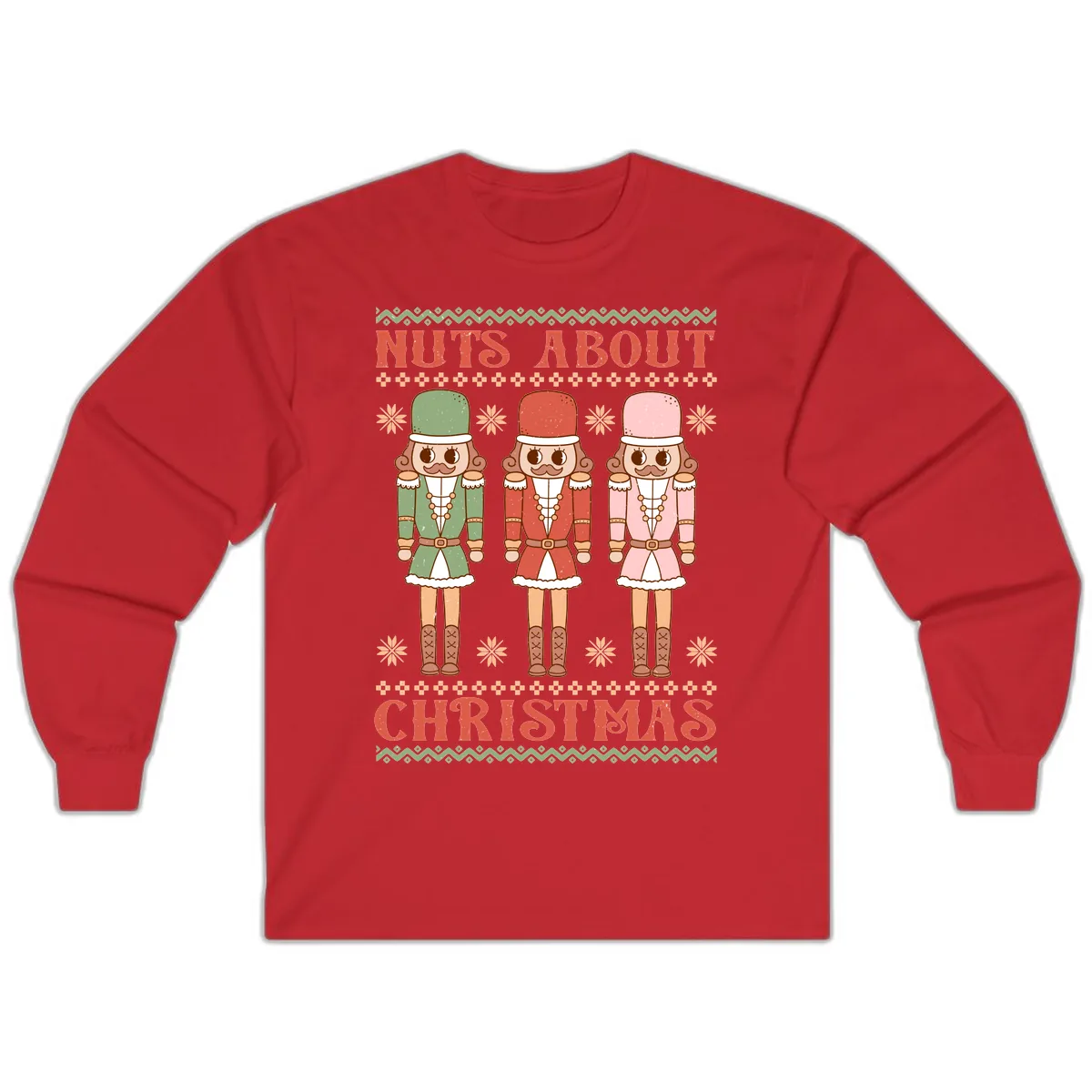 Nuts About Christmas Nutcrackers Long Sleeve in Red