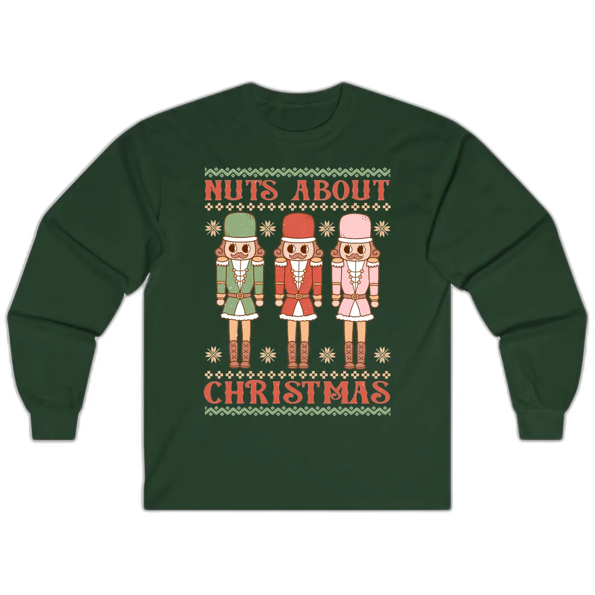 Nuts About Christmas Nutcrackers Long Sleeve in Forest Green