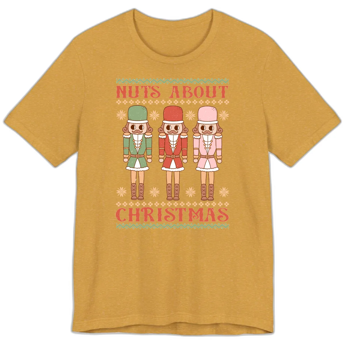 Nuts About Christmas Nutcrackers Premium T-Shirt in Heather Mustard