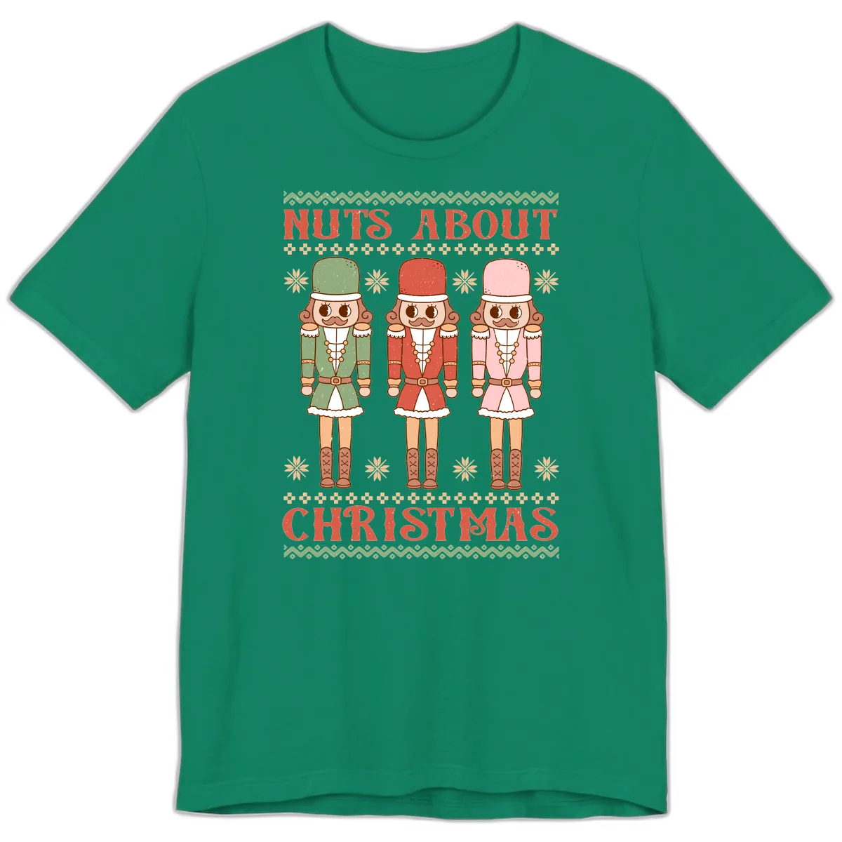 Nuts About Christmas Nutcrackers Premium T-Shirt in Kelly