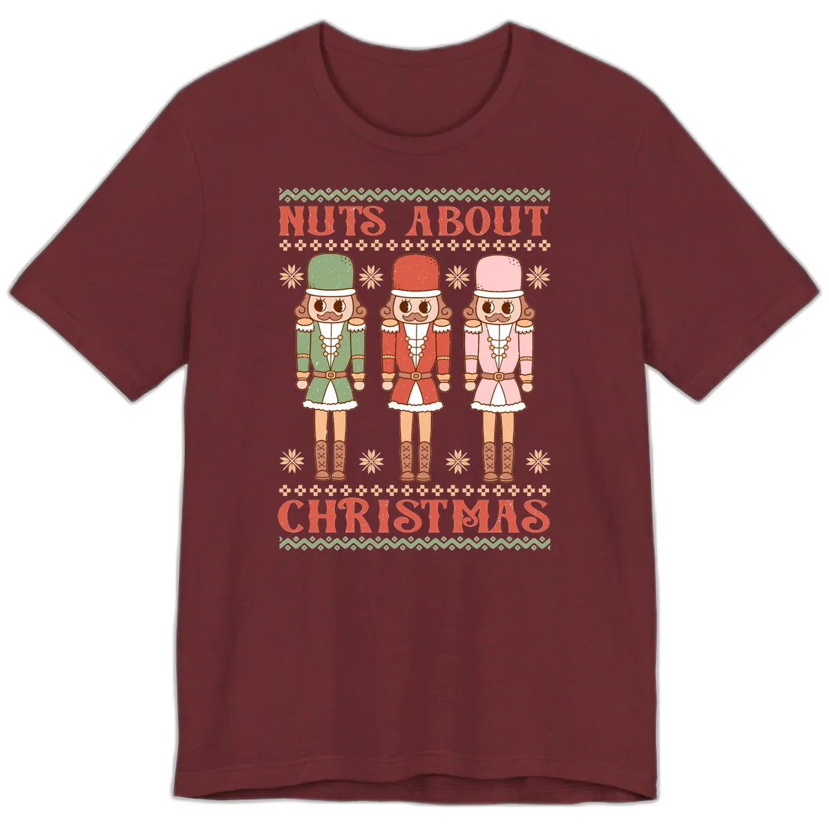 Nuts About Christmas Nutcrackers Premium T-Shirt in Heather Cardinal