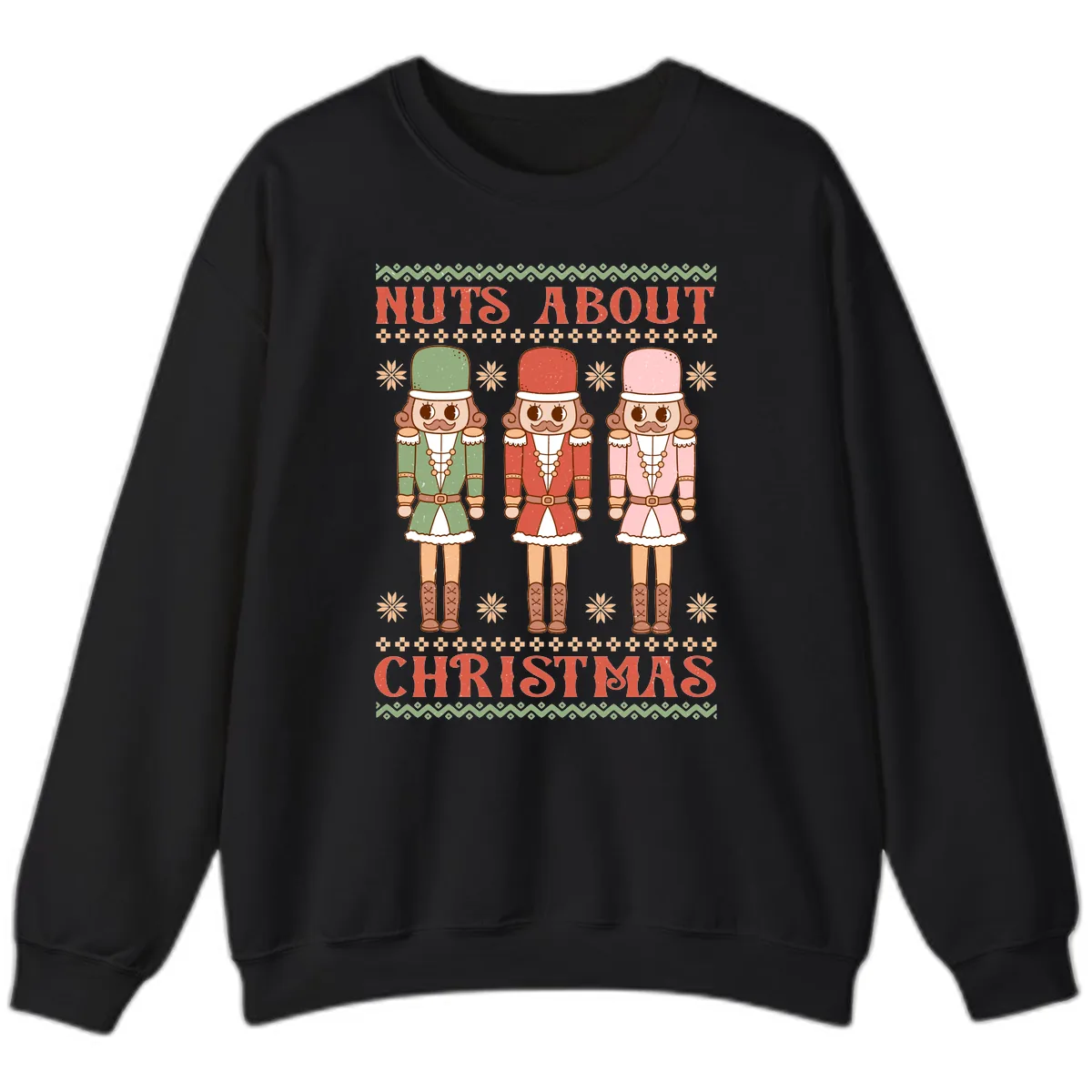 Nuts About Christmas Nutcrackers Sweatshirt in Black