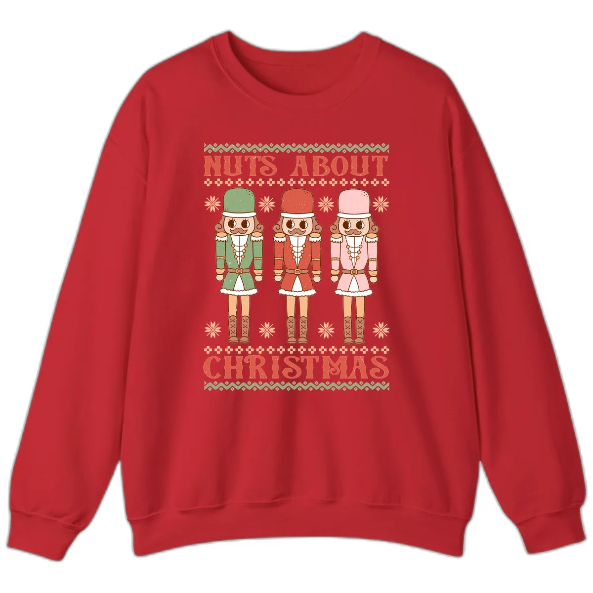 Nuts About Christmas Nutcrackers Sweatshirt in Red