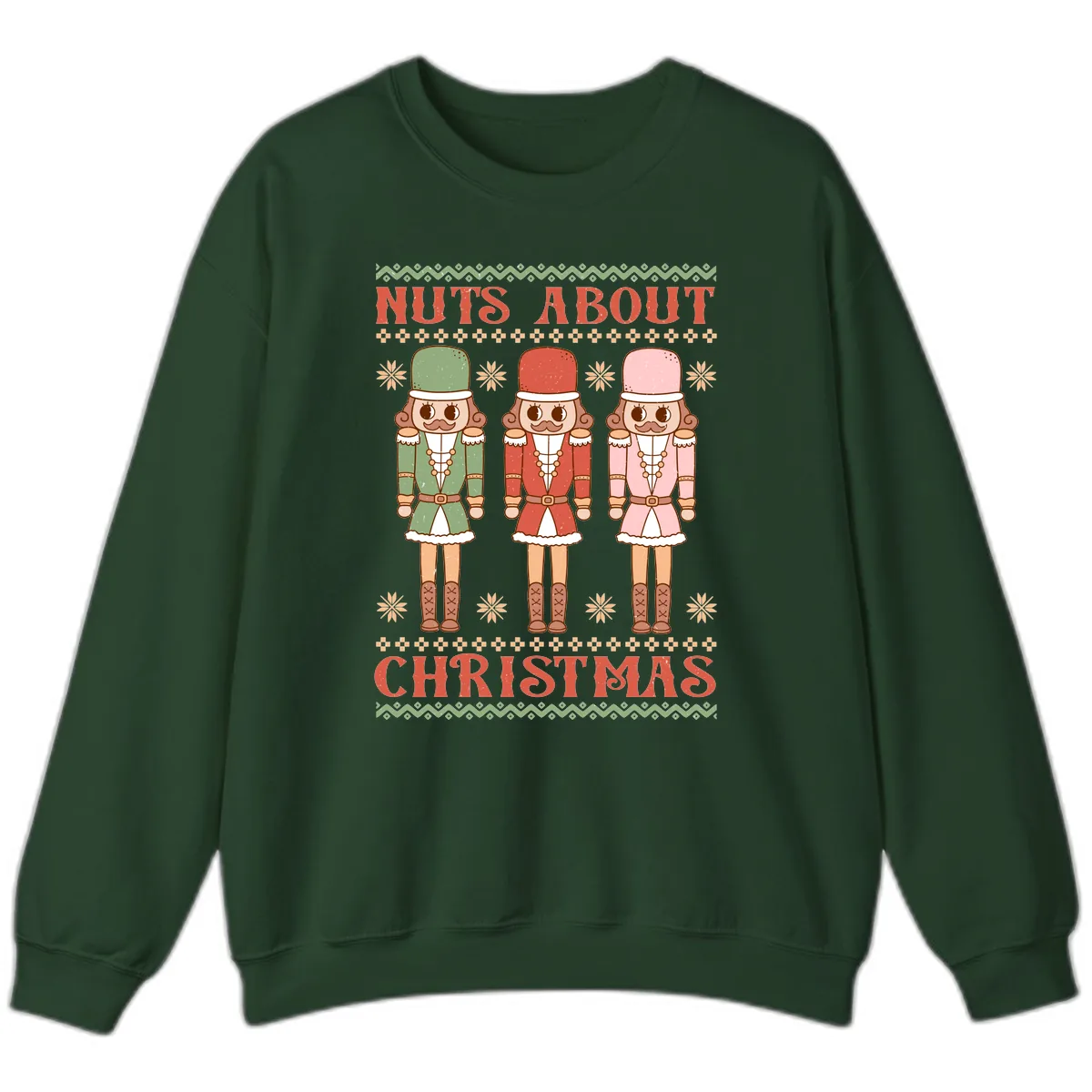 Nuts About Christmas Nutcrackers Sweatshirt in Forest Green