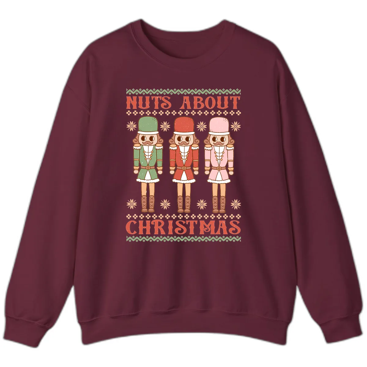 Nuts About Christmas Nutcrackers Sweatshirt in Maroon
