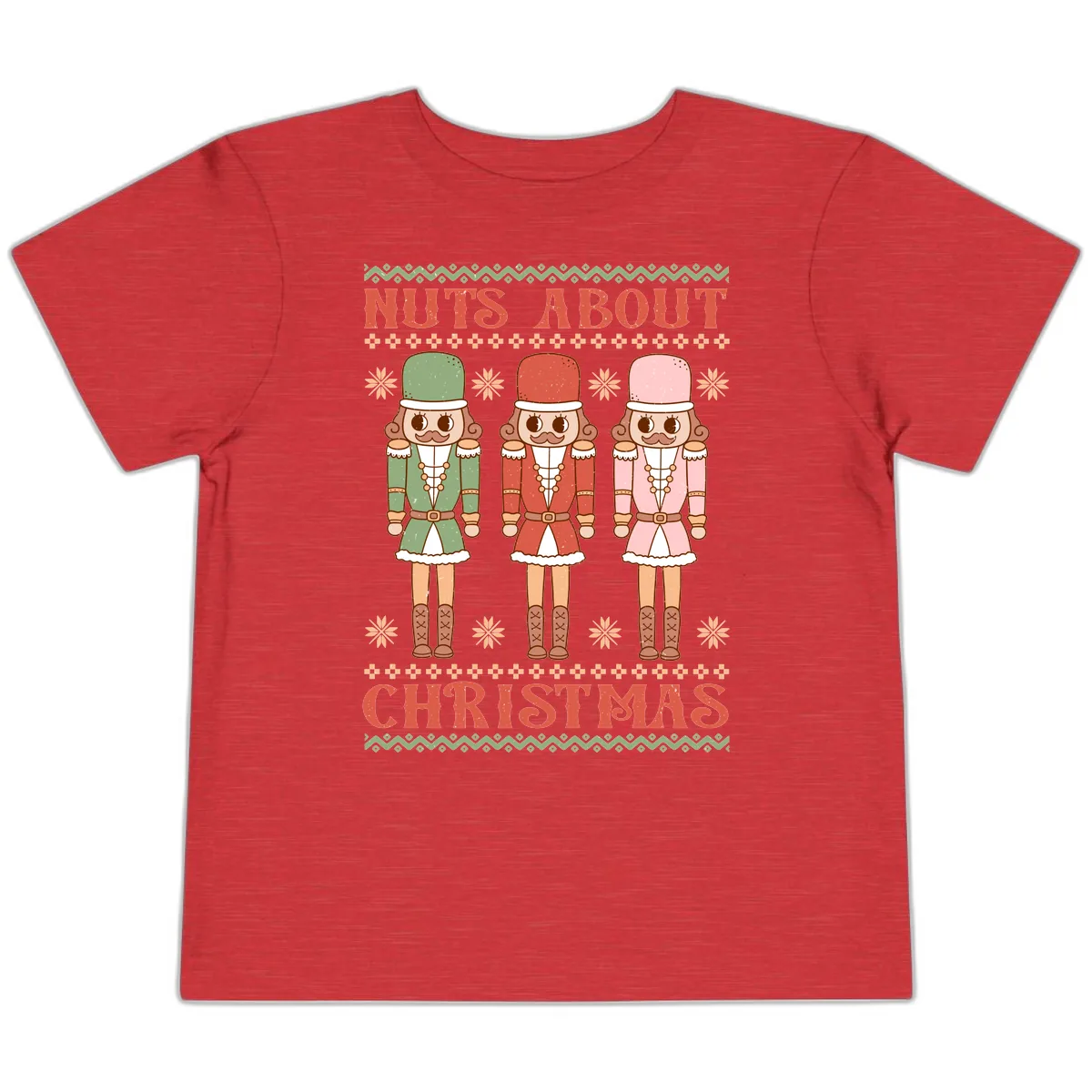 Nuts About Christmas Nutcrackers Toddler T-Shirt in Heather Red
