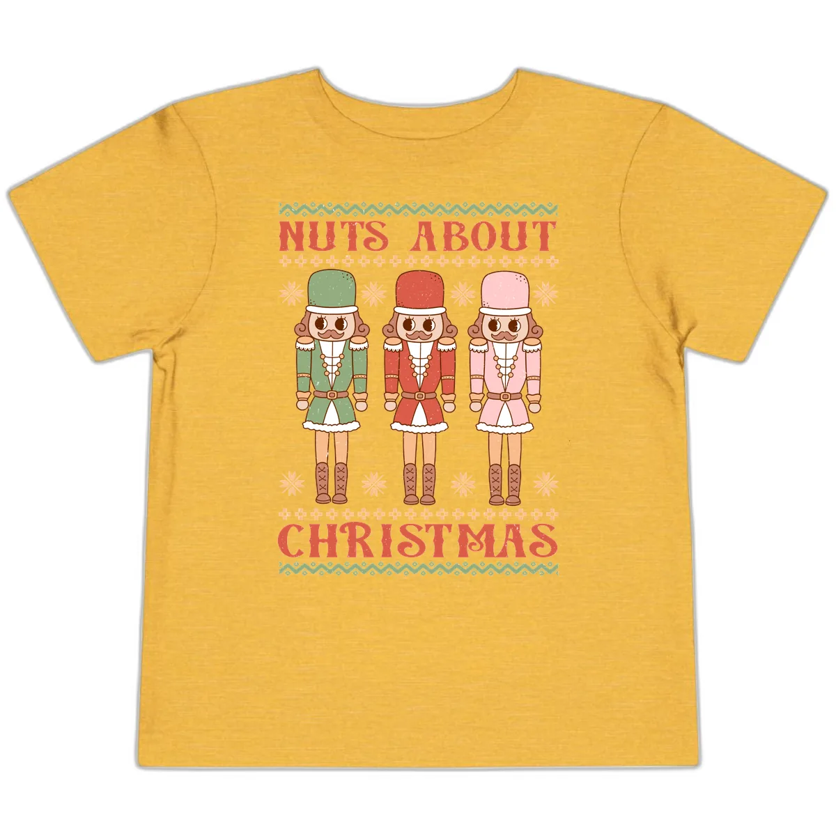 Nuts About Christmas Nutcrackers Toddler T-Shirt in Heather Yellow Gold